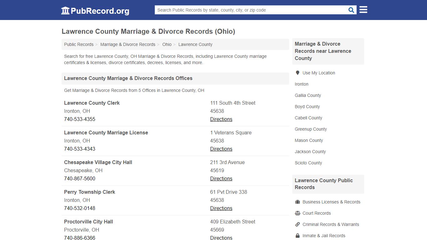 Lawrence County Marriage & Divorce Records (Ohio)