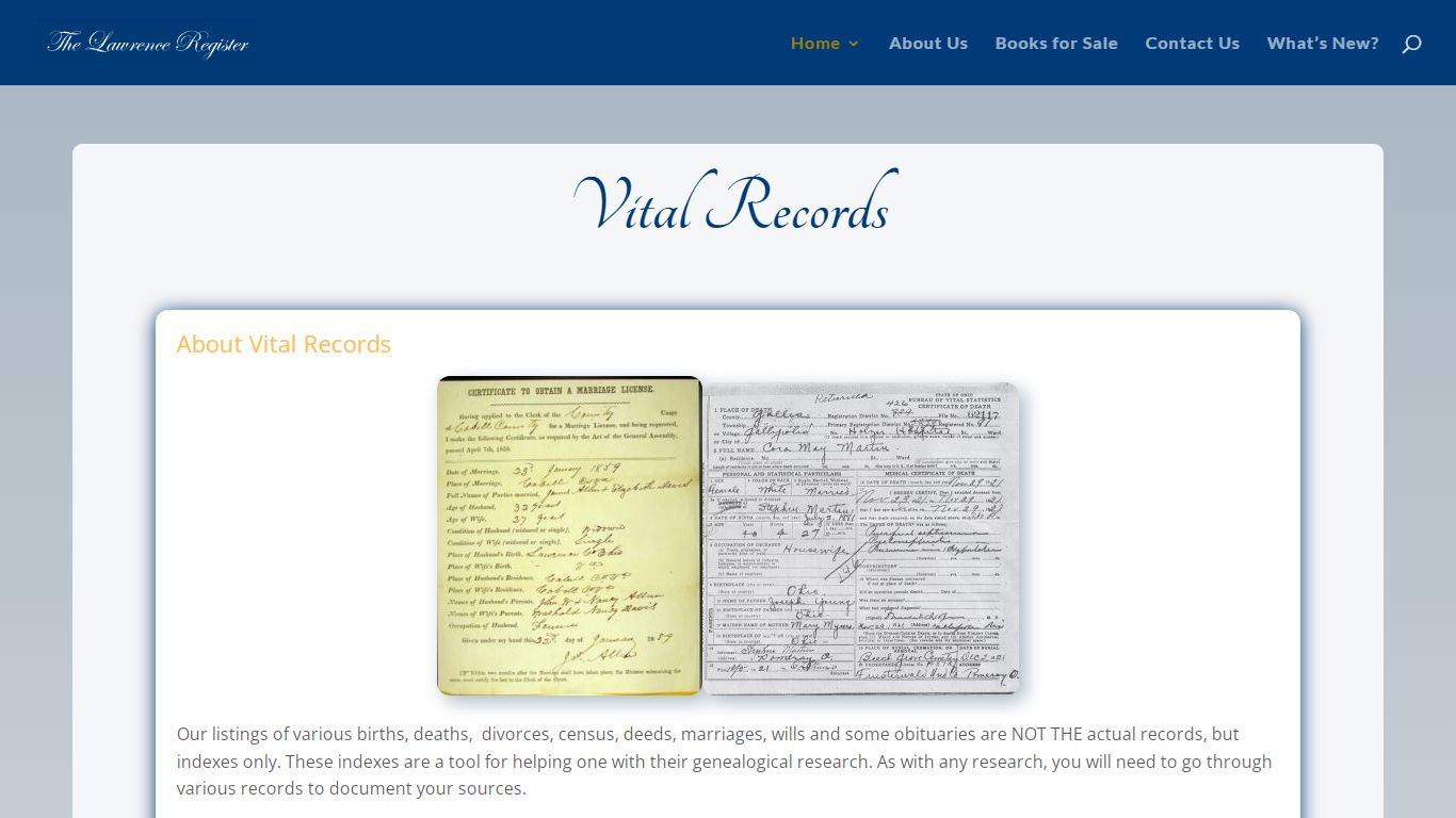 Vital Records – The Lawrence Register